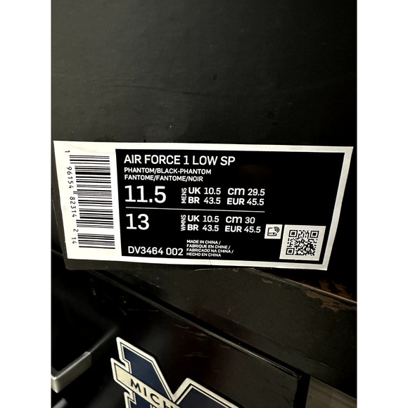 NEW MEN'S SIZE 11.5 Nike Air Force 1 Low SP x AMBUSH Phantom Black DV3464-002 - Picture 6 of 6